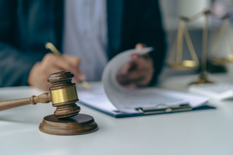 Attorney reviewing documents for a family court appeal